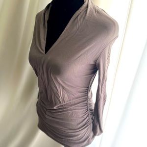 Vince Camuto Brown/Tan Long Sleeved Ruched Shirt